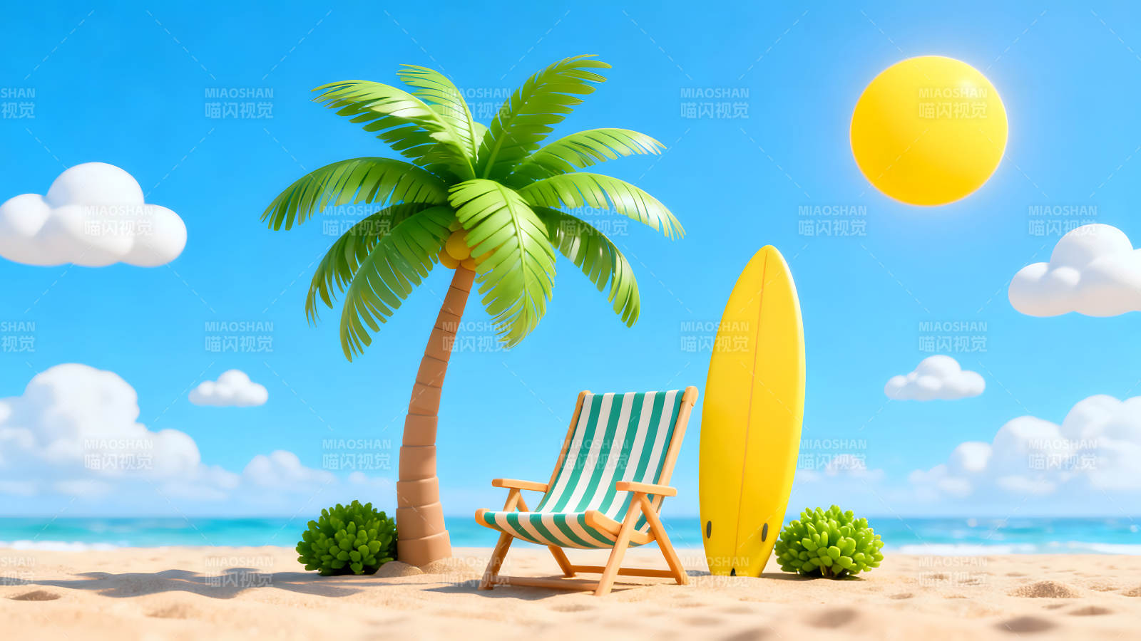 沙滩度假场景阳光明媚图片