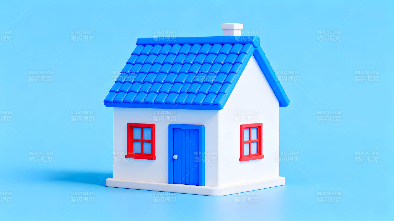 卡通房子蓝天背景图片