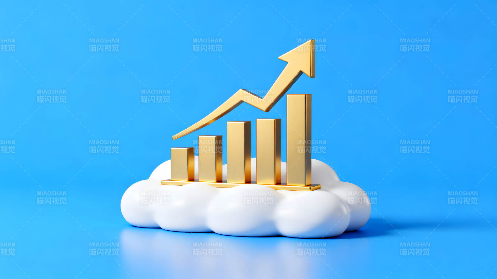 黄金增长图表云上上升图片