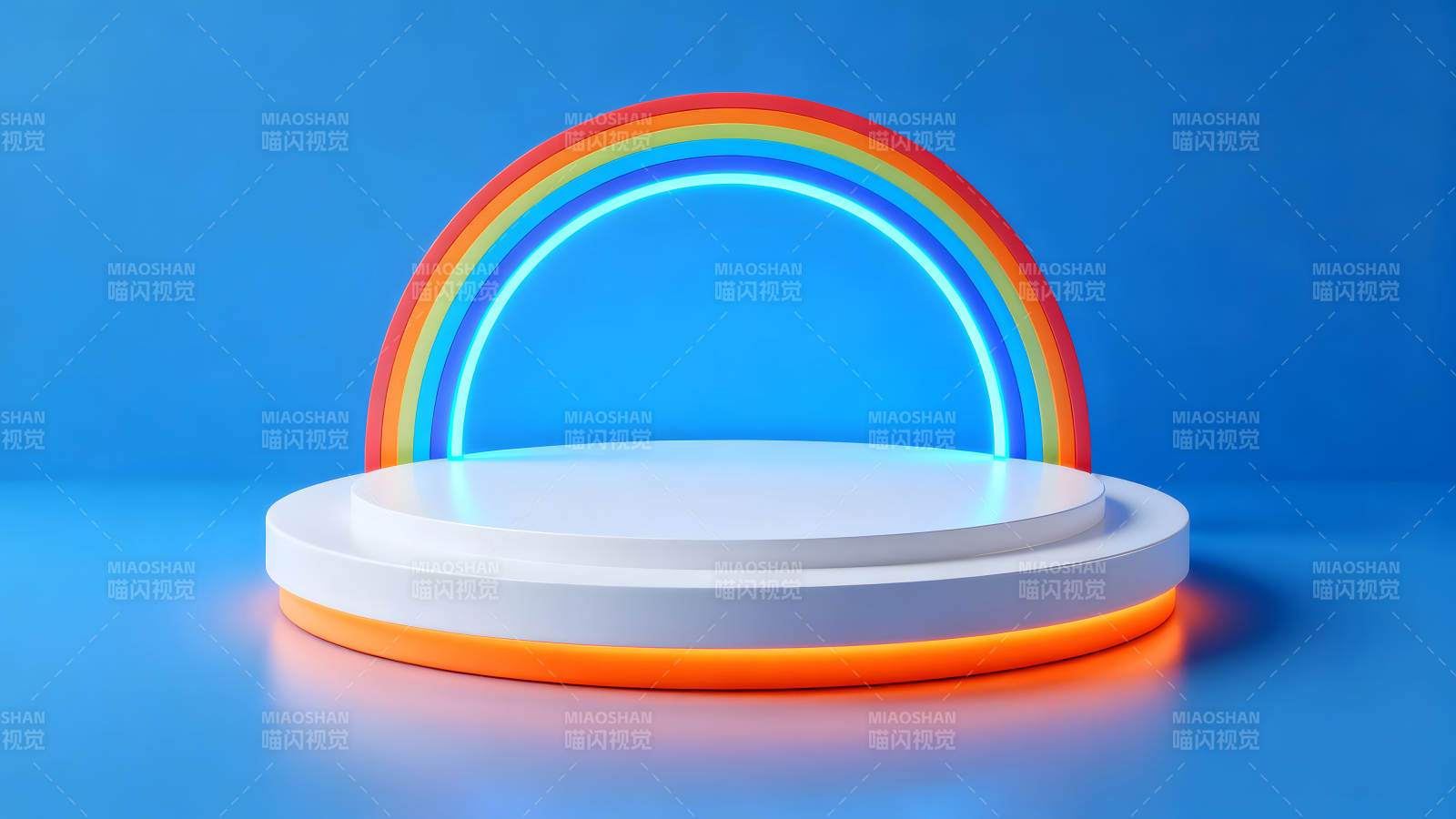彩虹与圆形台阶的创意背景图片