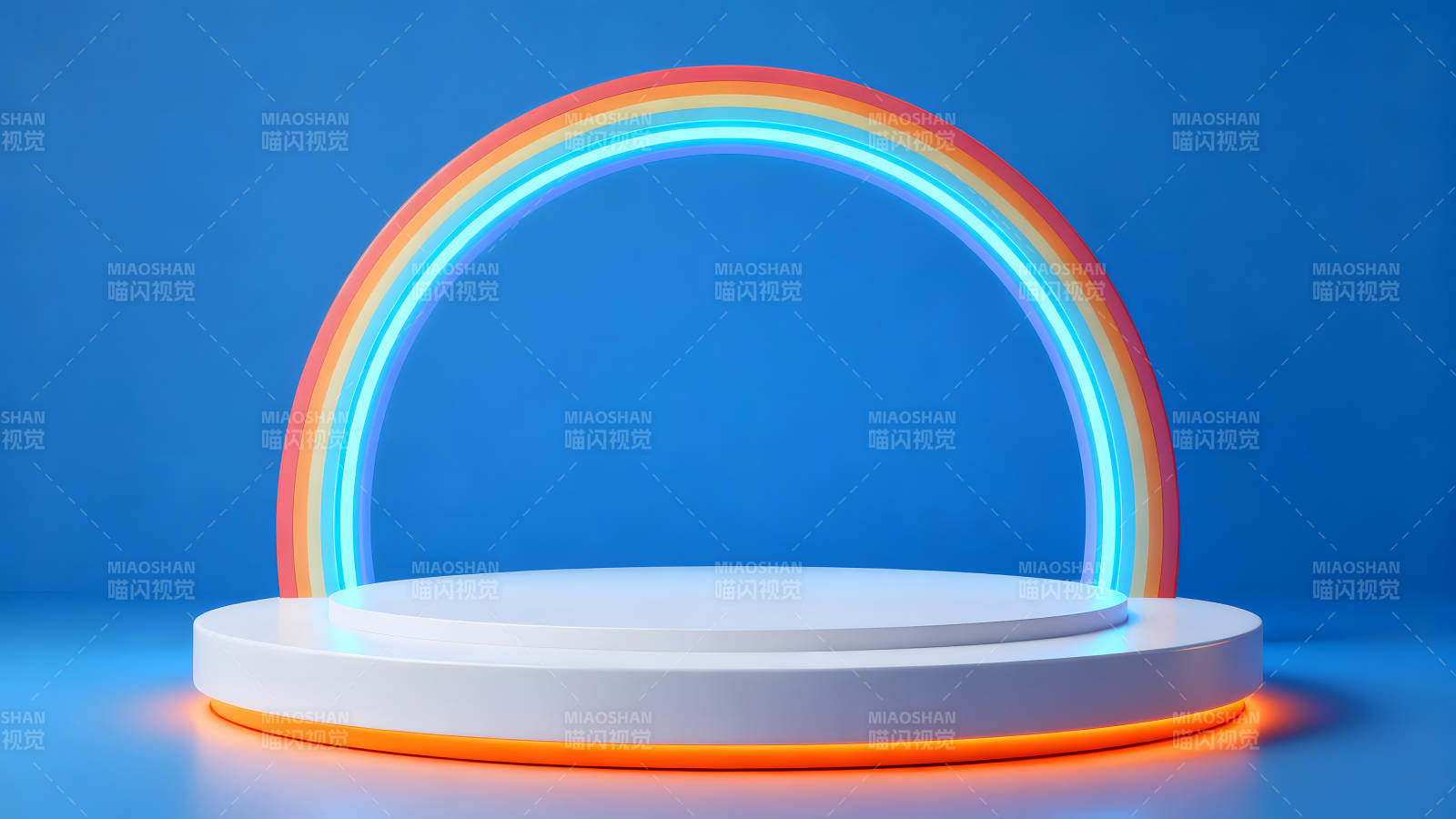 彩虹与白色台子的背景图片图片