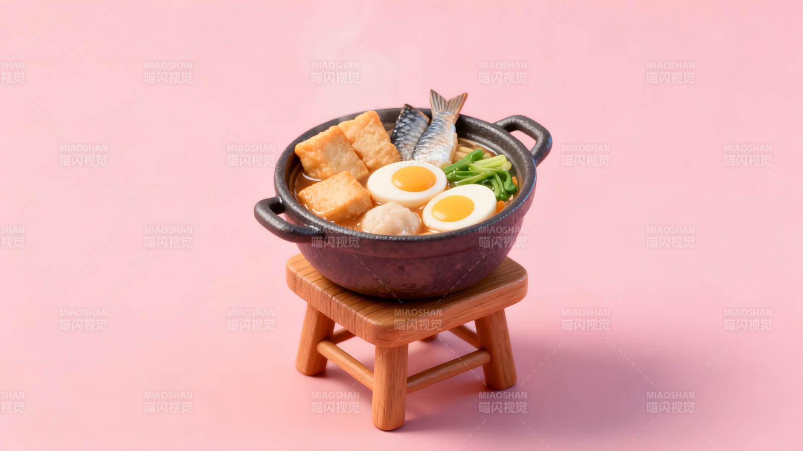 精致小巧的日式拉面摆盘摄影图片