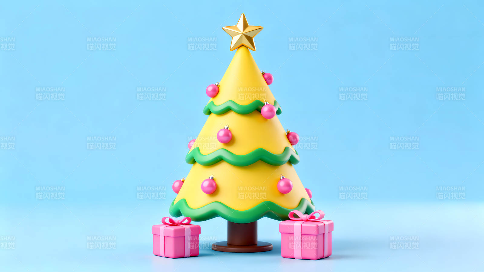 卡通圣诞树和礼物图片