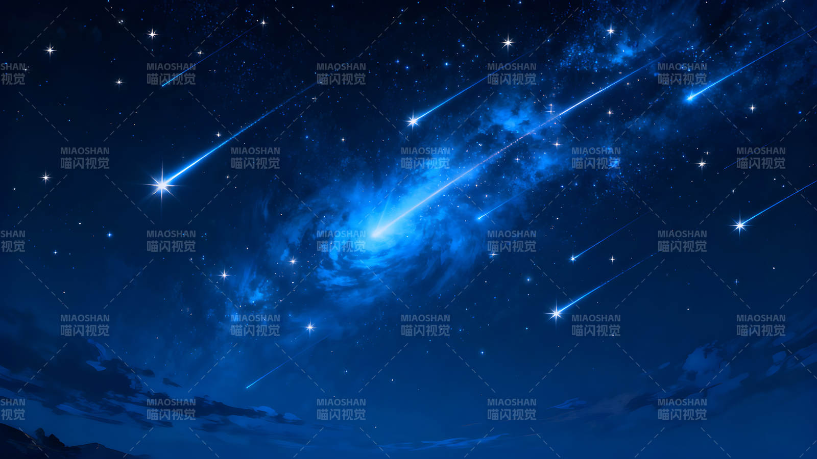 夜空流星划过星云图片