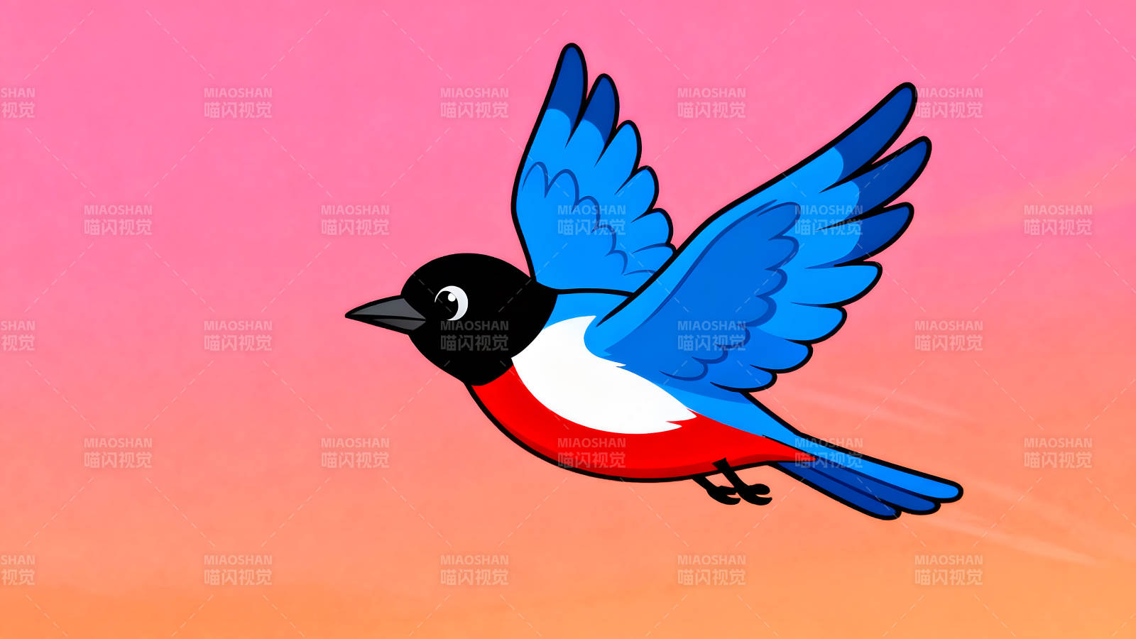 卡通鸟儿飞翔在天空图片