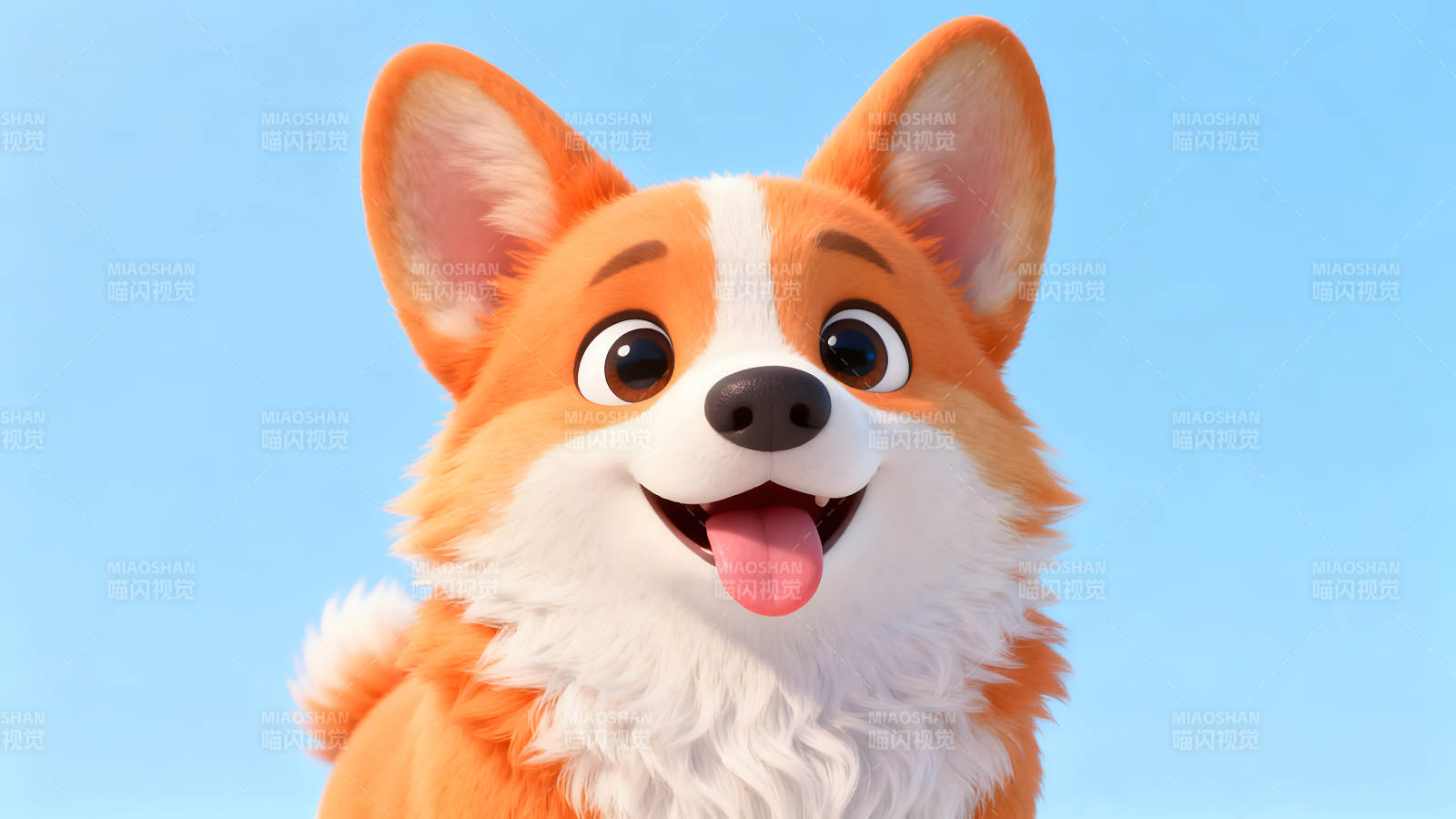 卡通柯基犬可爱特写图片