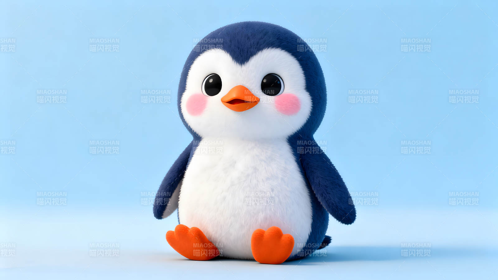 可爱卡通企鹅蓝色背景图片