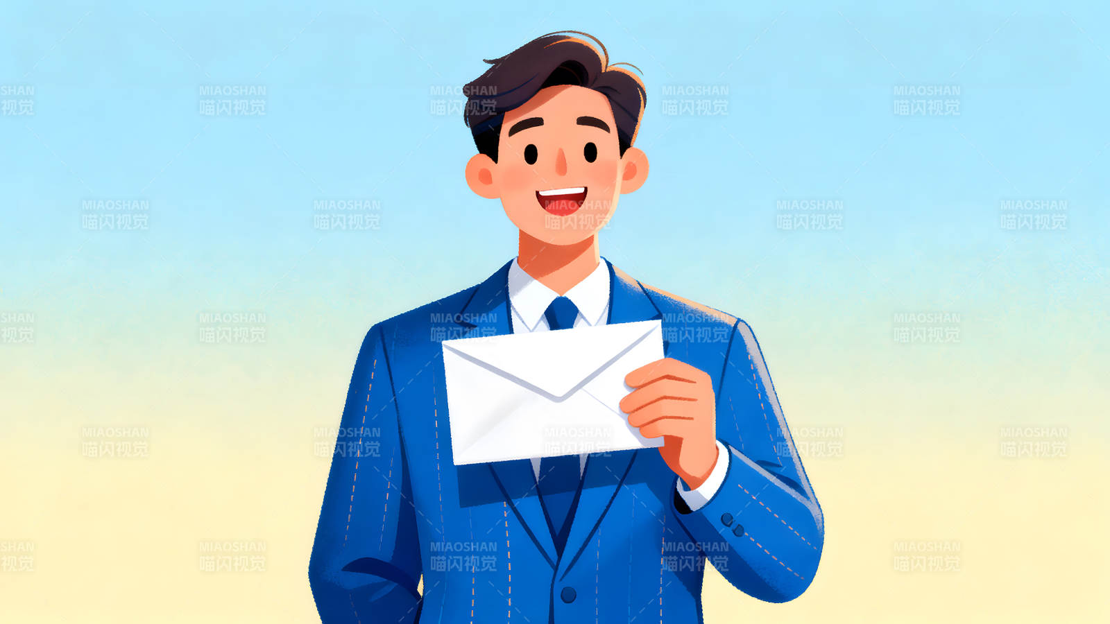 职场人士手持信件传递信息图片