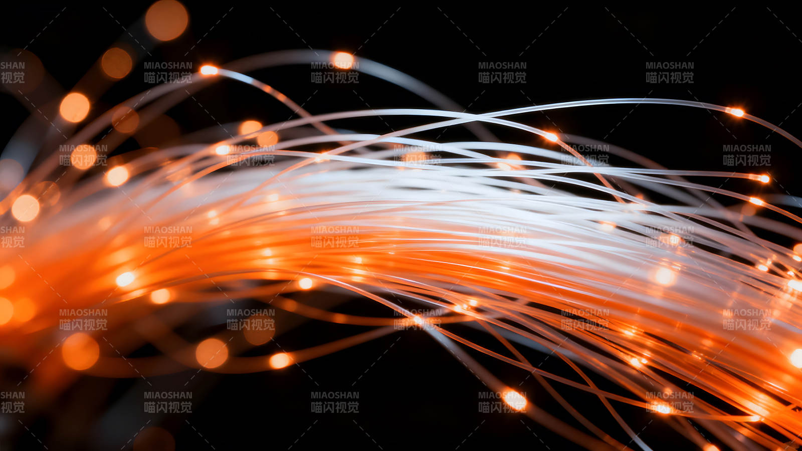 光纤视觉艺术橙色光线交织图片