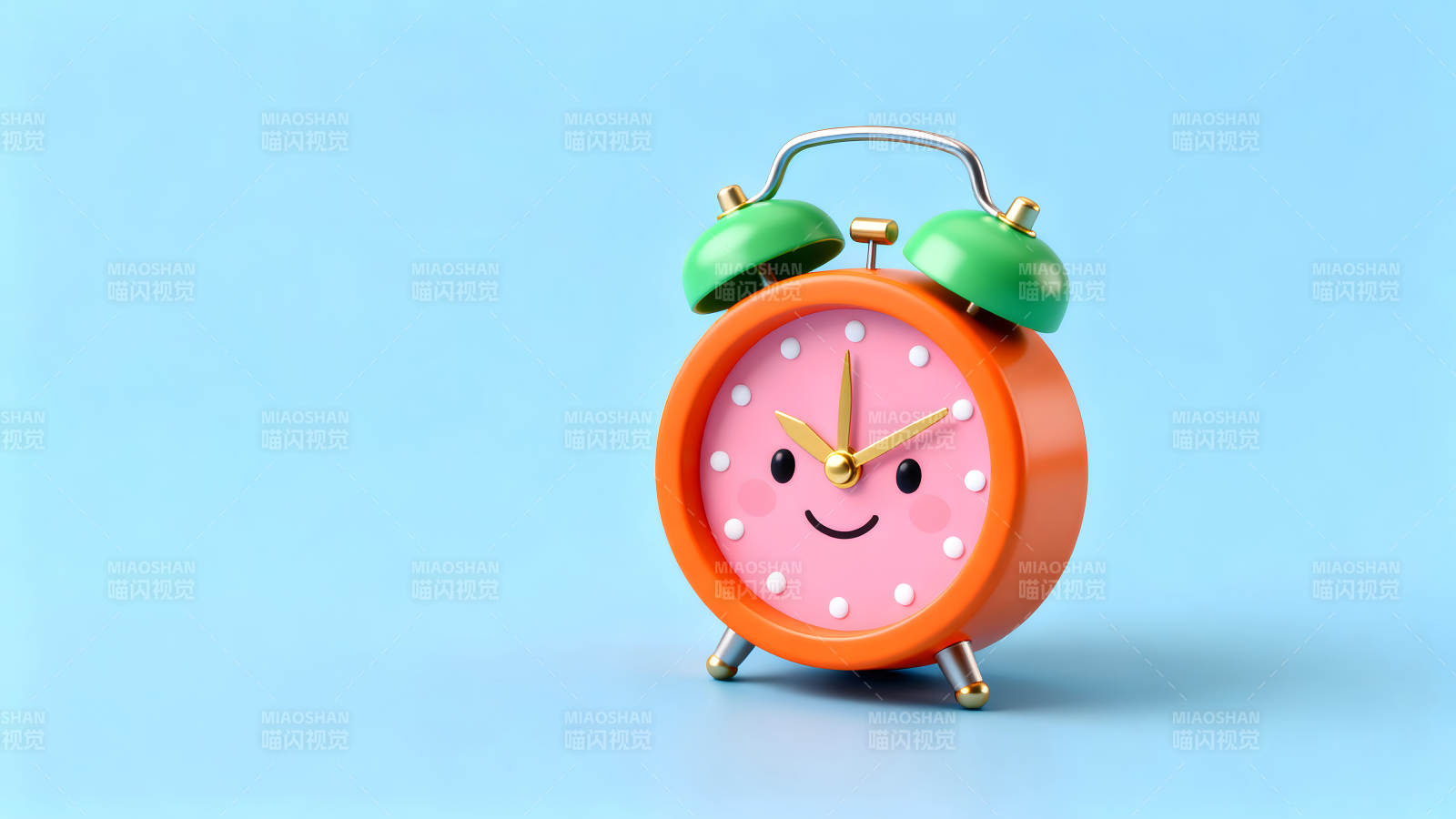 卡通闹钟在蓝色背景上图片