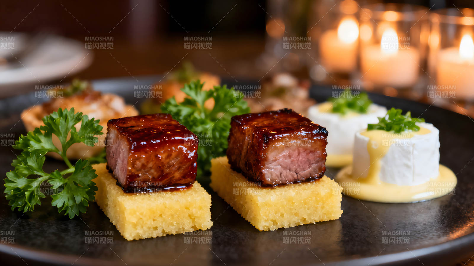 精致小食拼盘烛光晚餐图片
