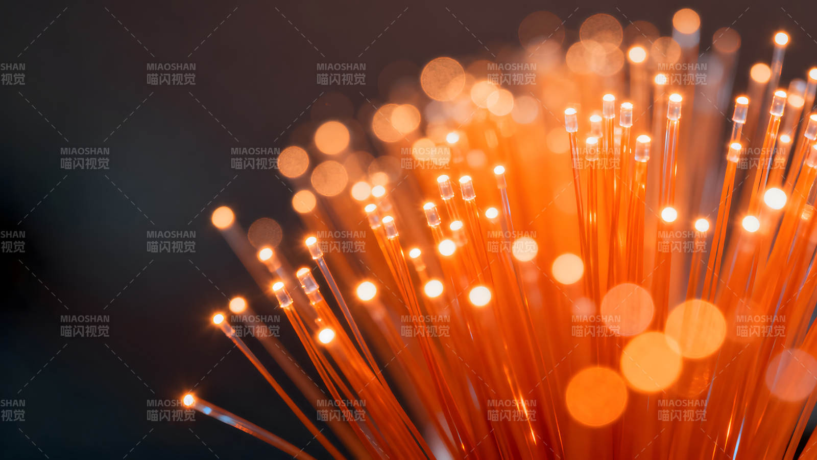 发光的光纤束特写图片