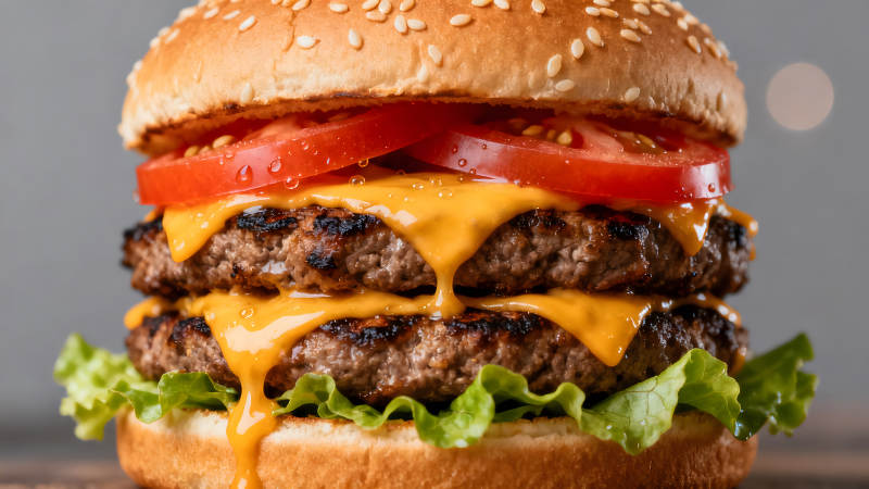 美味双层芝士汉堡图片