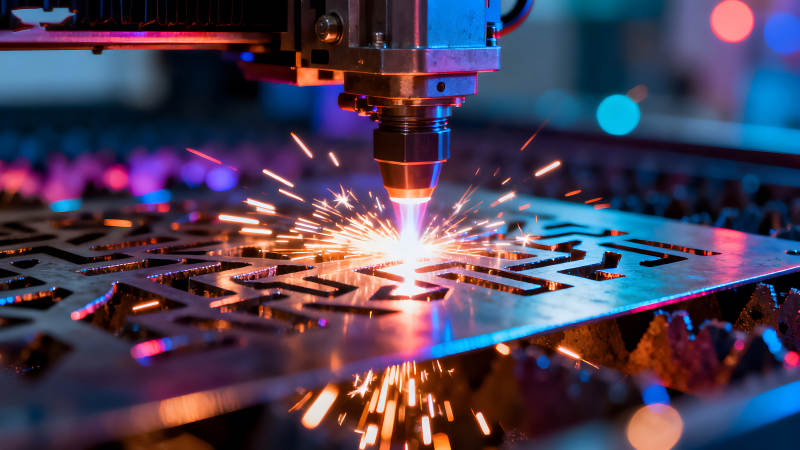 激光切割金属板特写图片