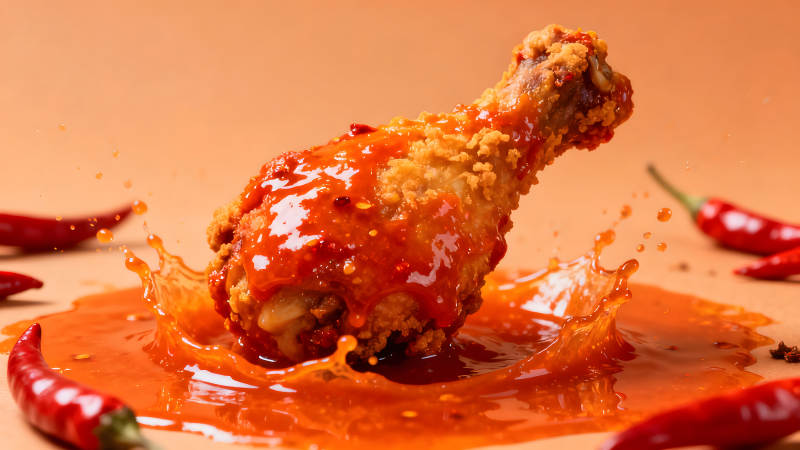 炸鸡腿配辣酱美味诱人图片