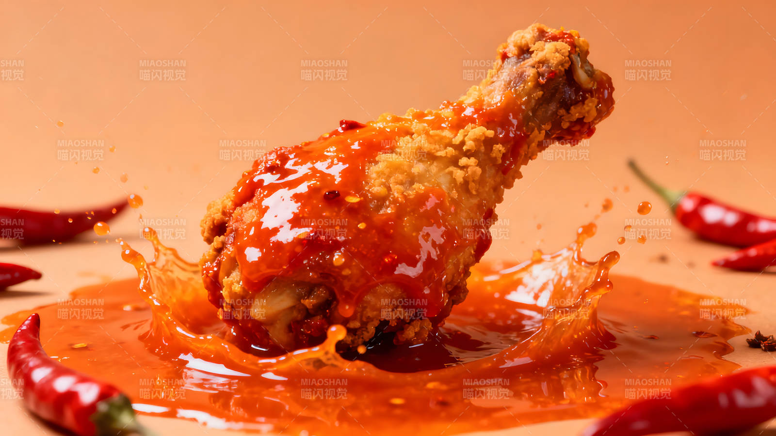 炸鸡腿配辣酱美味诱人图片