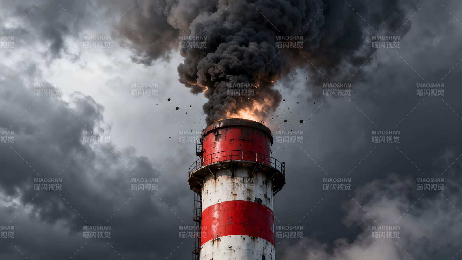 烟囱冒出浓烟污染环境图片