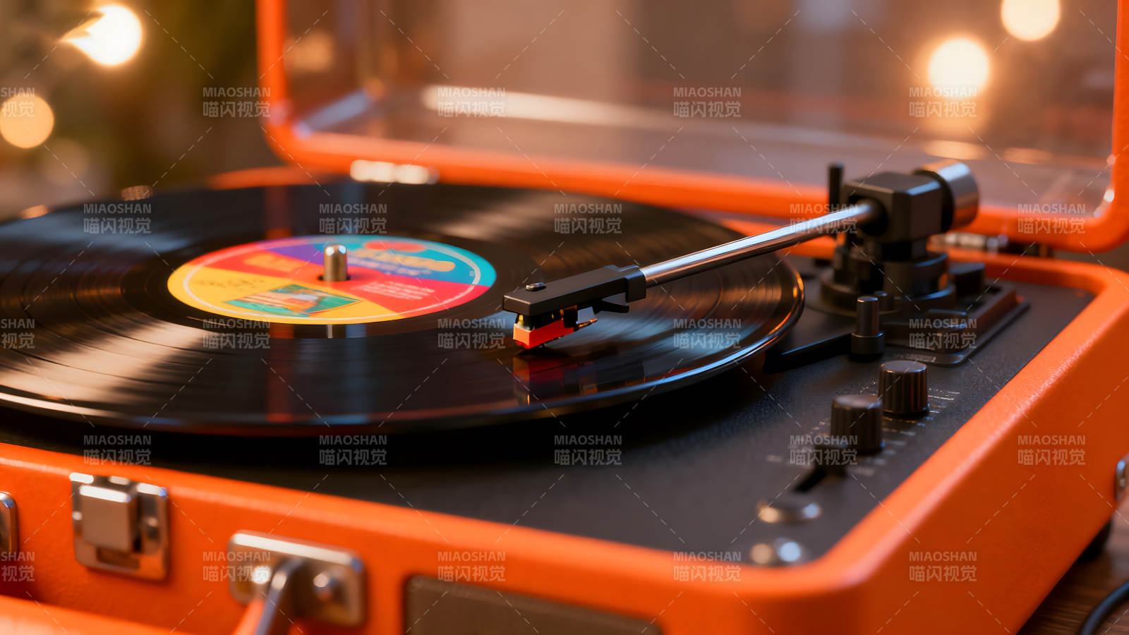 复古黑胶唱片机特写图片