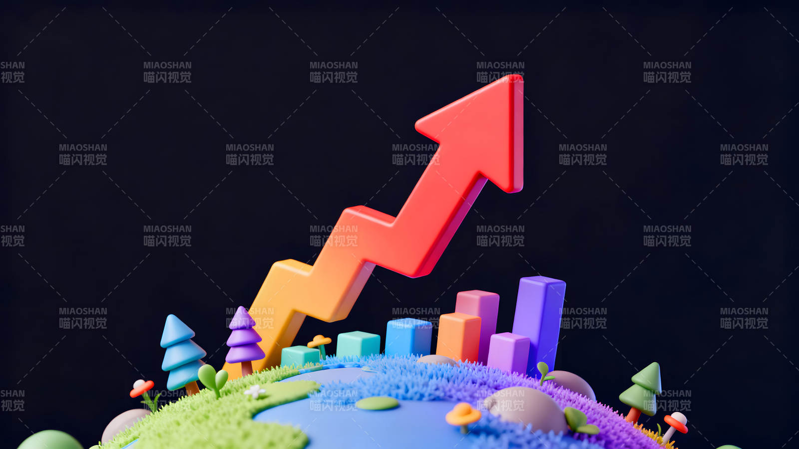 卡通世界经济增长趋势图片