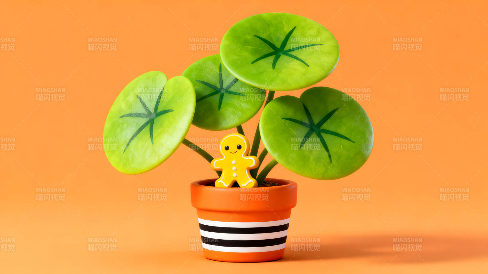 姜饼人盆栽清新风格图片