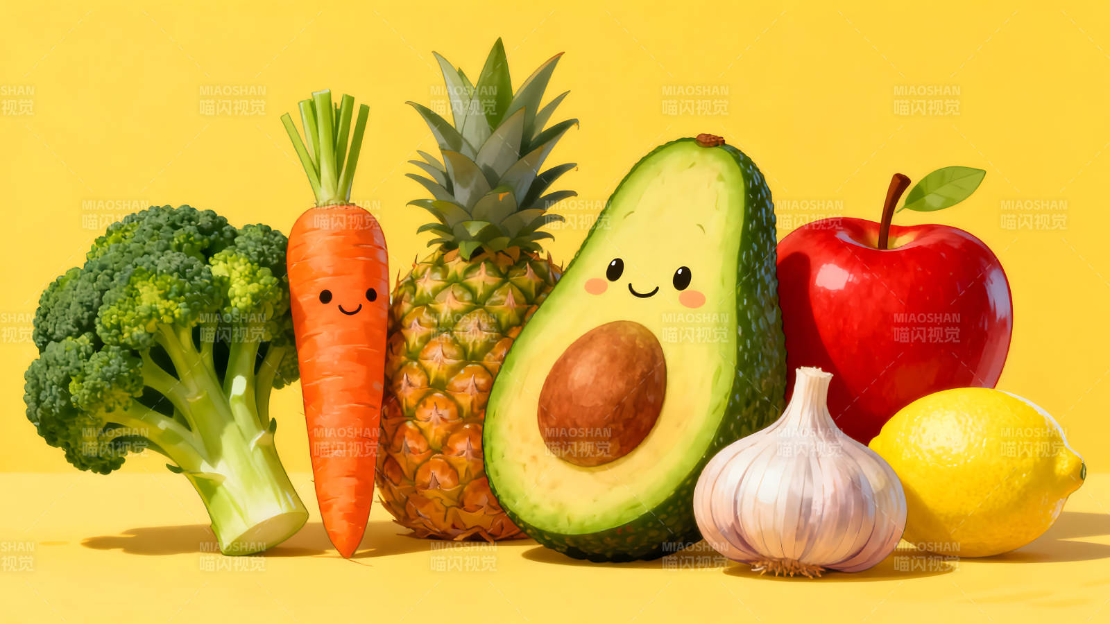 可爱卡通水果蔬菜大集合图片
