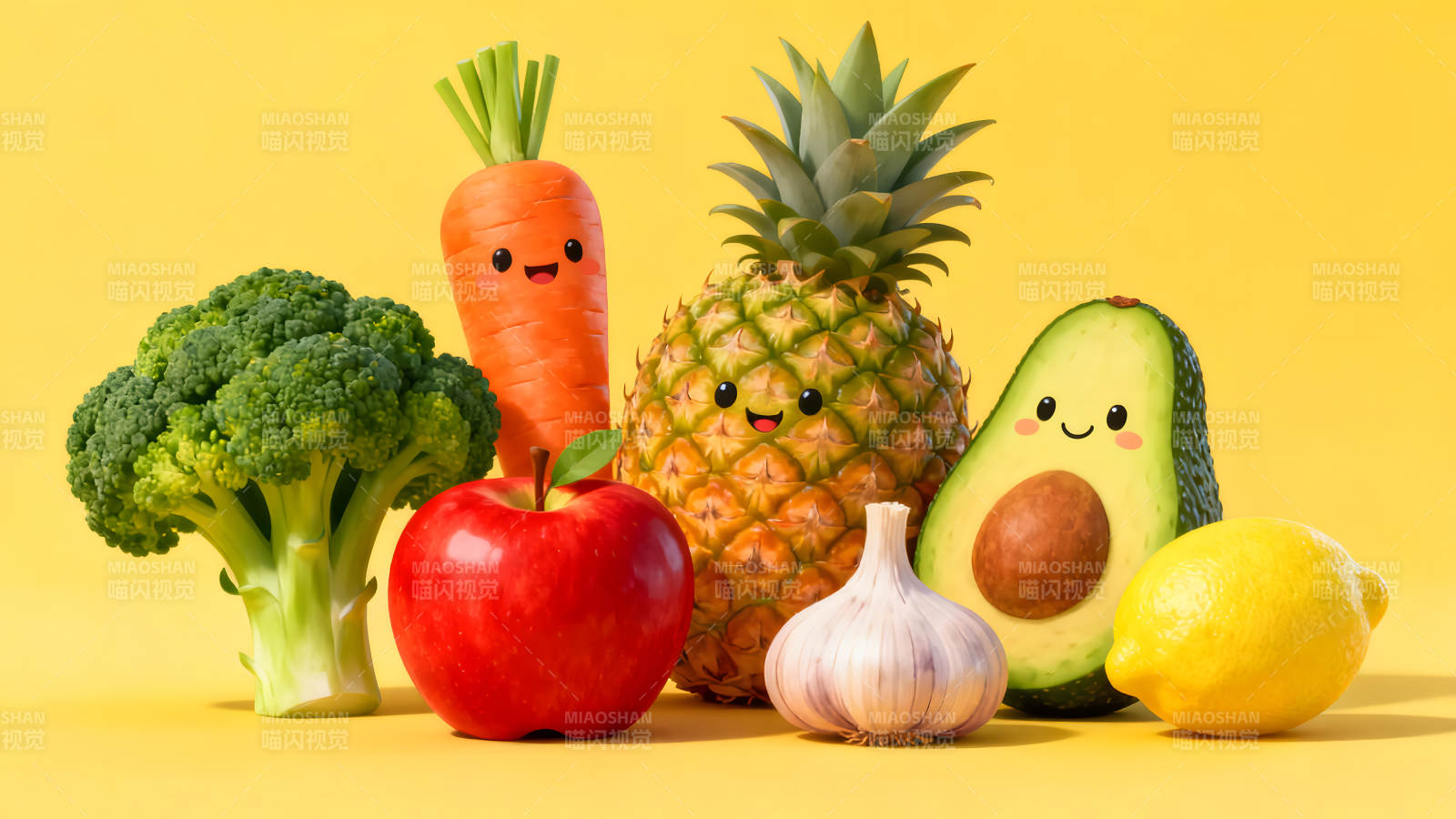 可爱的蔬菜水果集体照图片