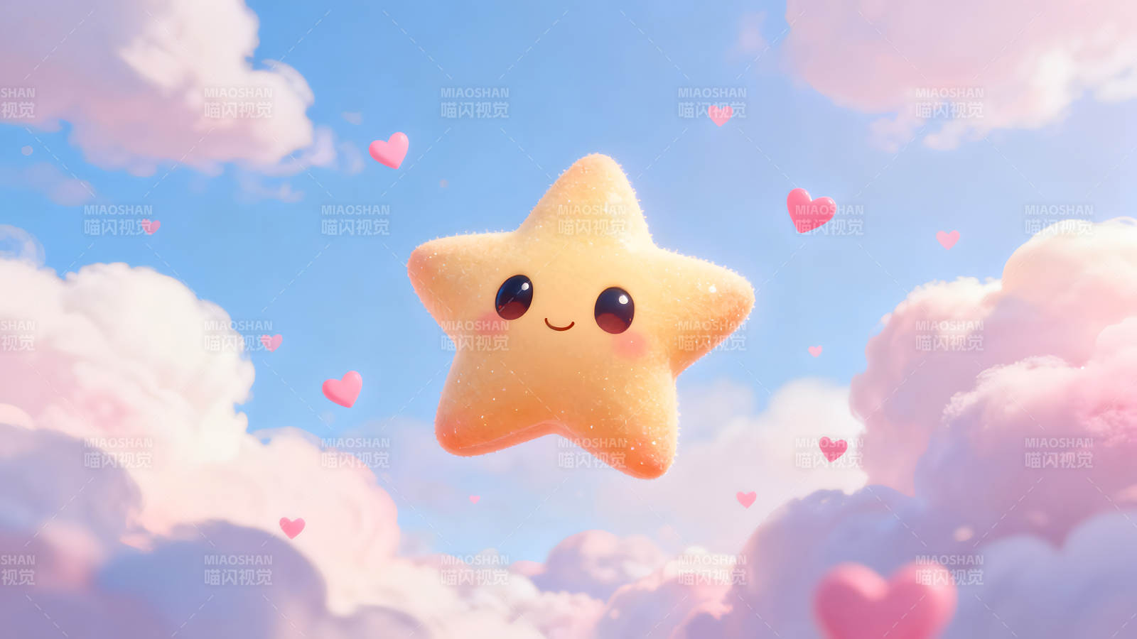 可爱星星漂浮在云中图片