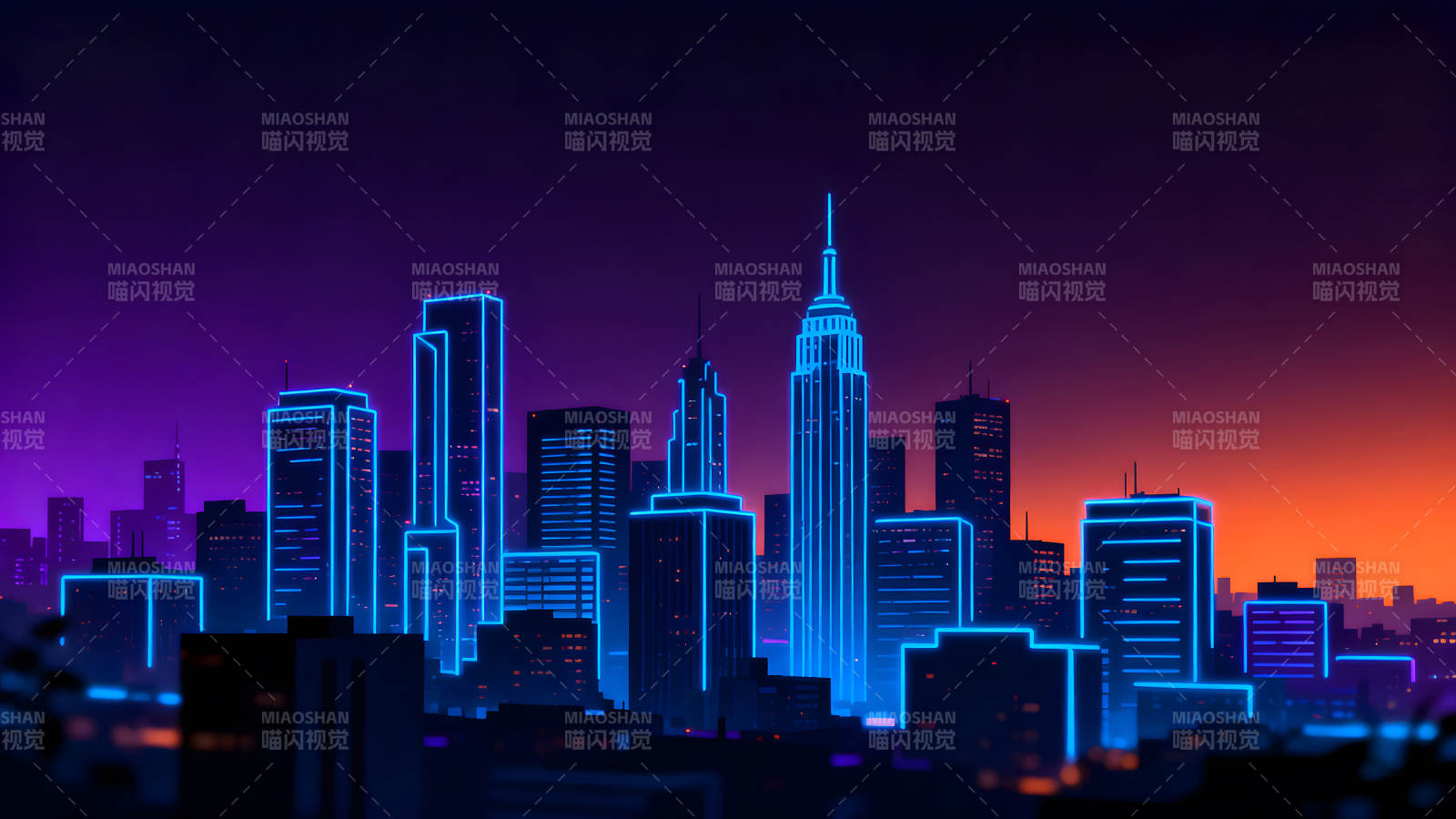 霓虹灯城市夜景图片