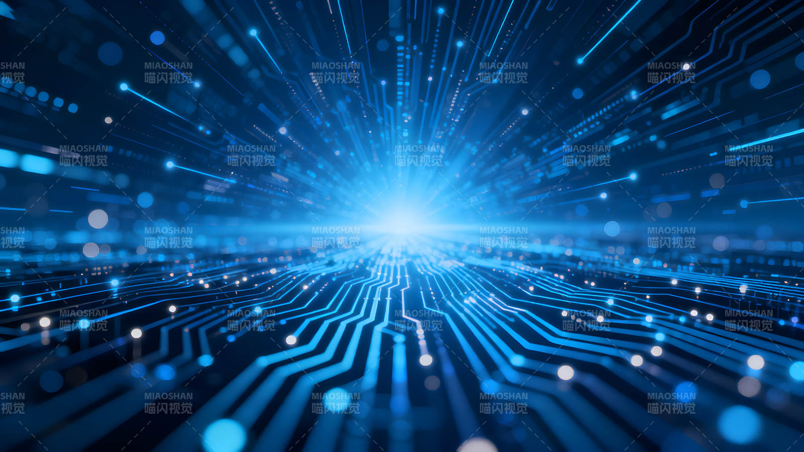 科技感十足的电路板与光线图片