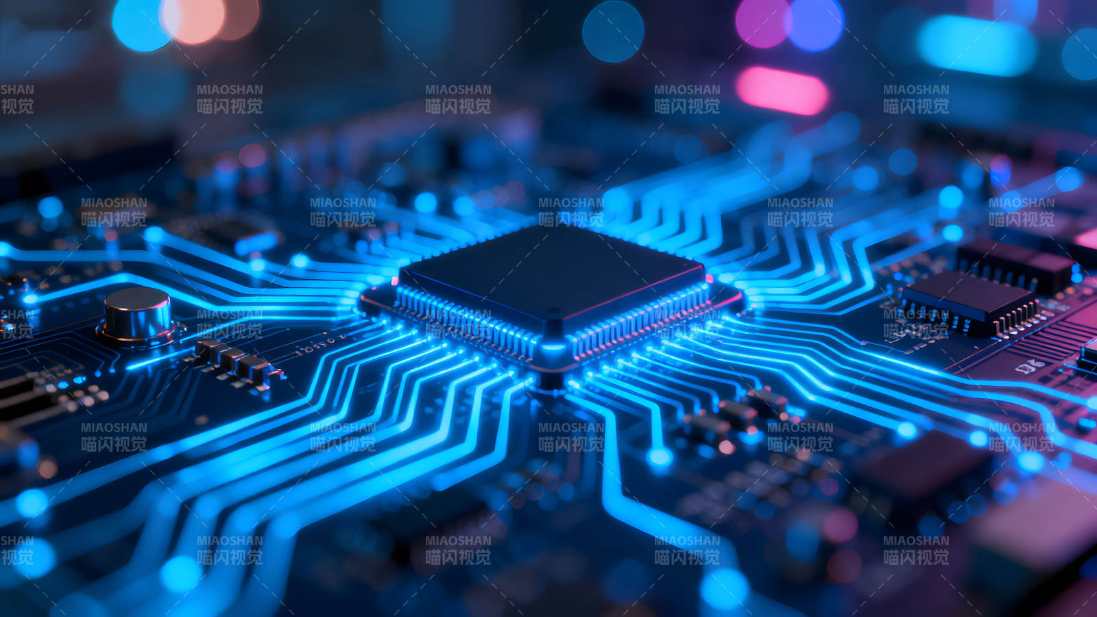 电路板CPU发光科技感图片