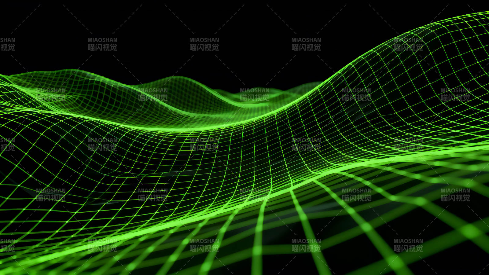 绿色网格抽象地形在黑色背景上图片
