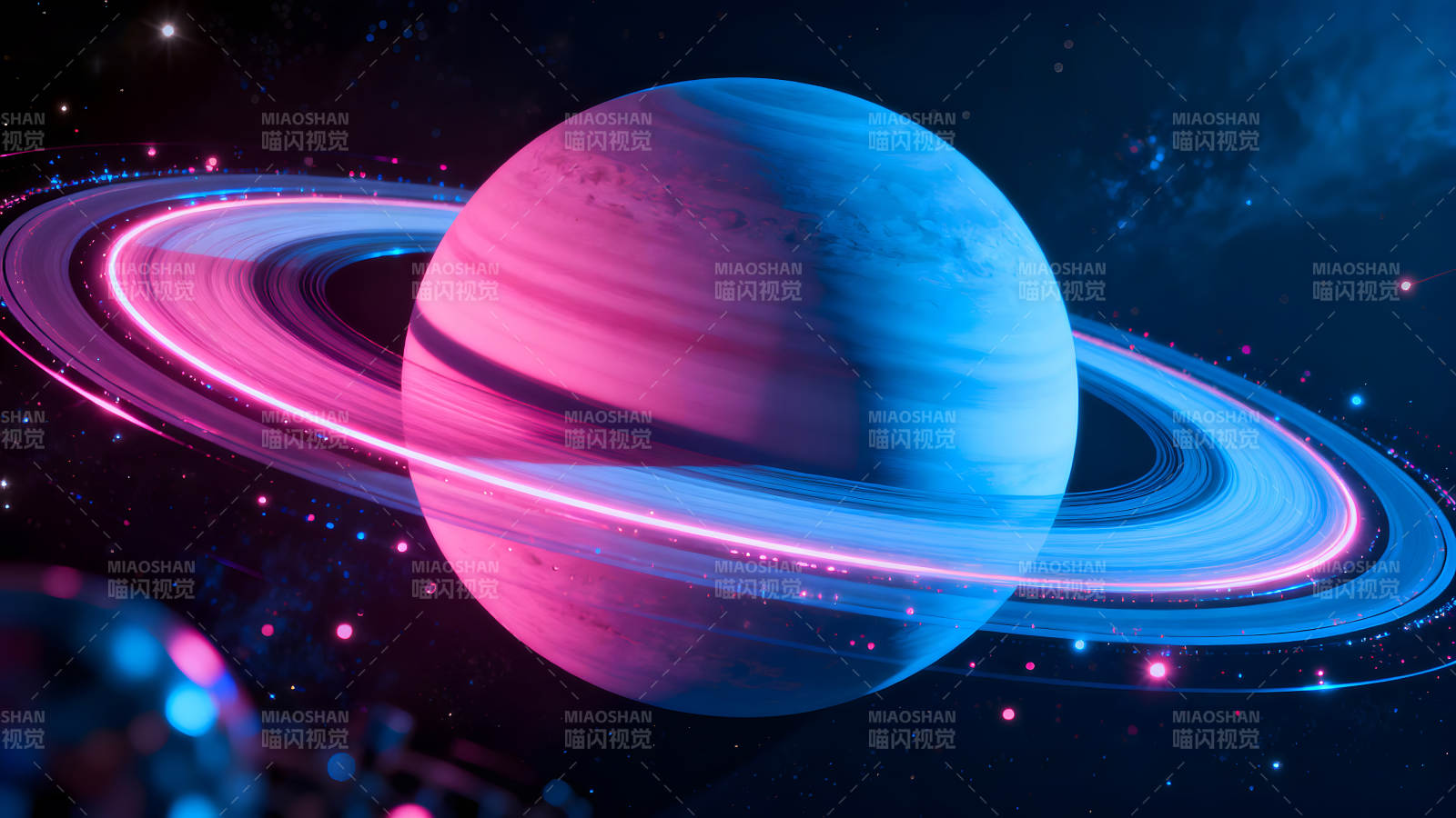 绚丽的宇宙行星环绕着星际光环图片