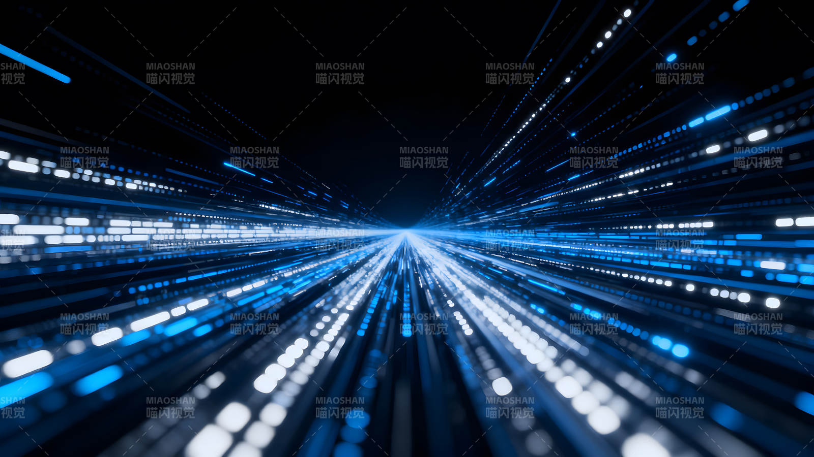 蓝色光线汇聚形成视觉隧道图片