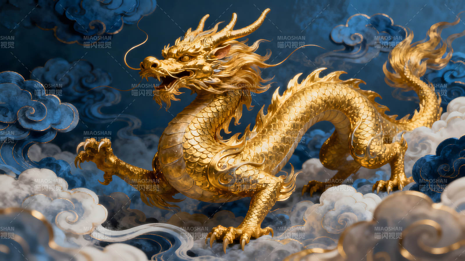 金龙腾云驾雾气势磅礴图片