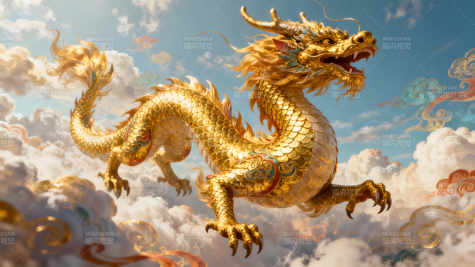 金龙翱翔于云海之间图片