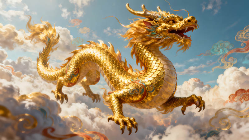 金龙翱翔于云海之间图片