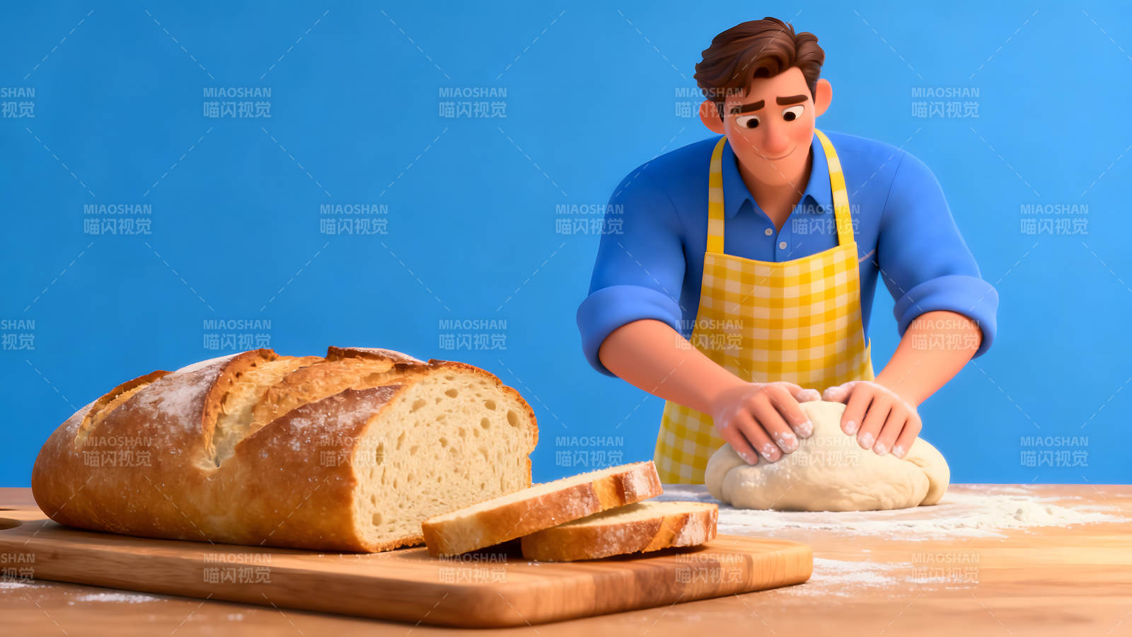面包师制作面包场景图片