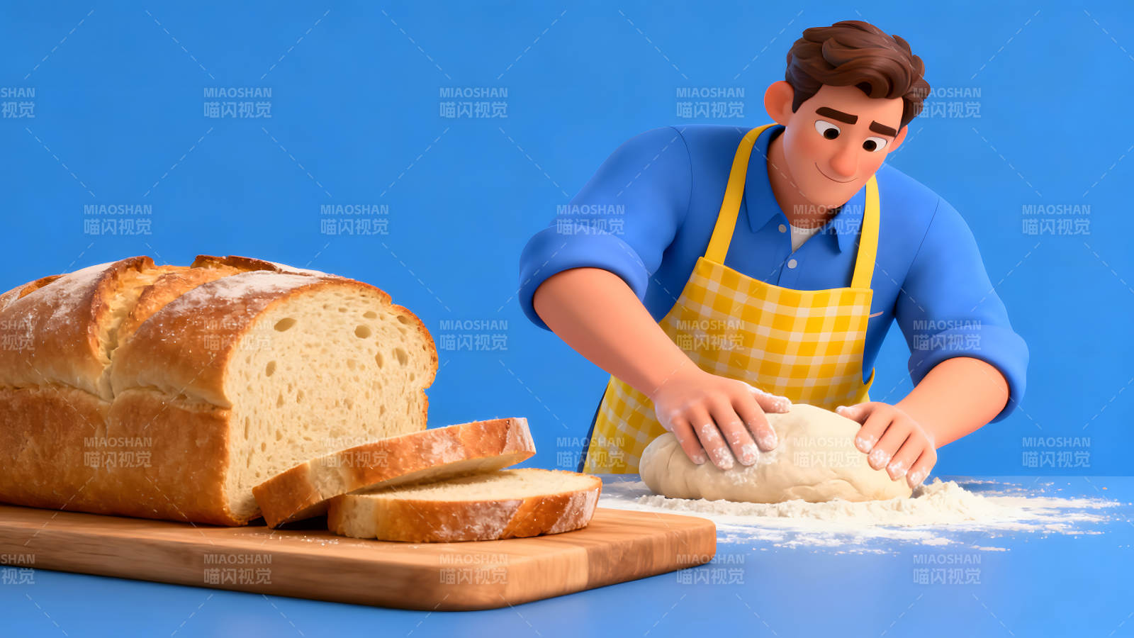 卡通人物烤面包场景图片