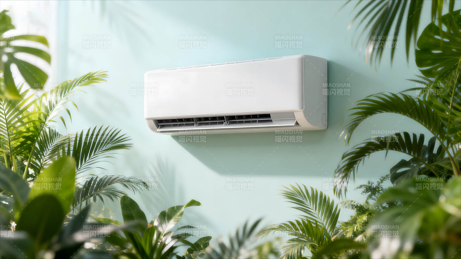空调与绿植的清新组合图片