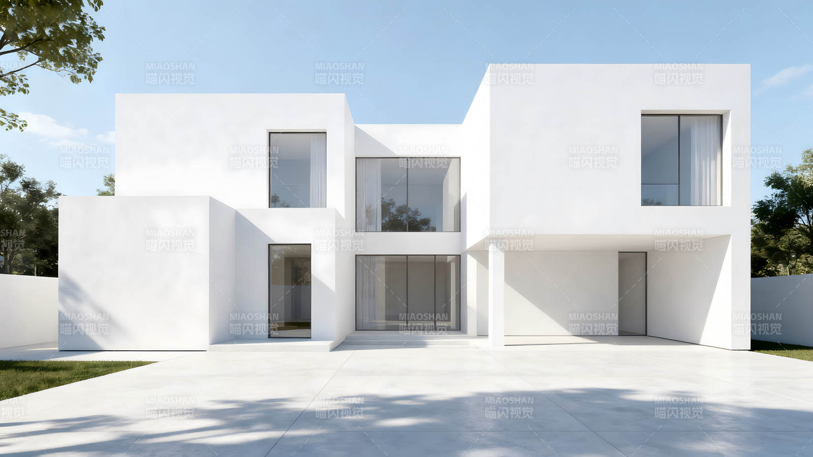 现代简约风格白色别墅设计图片