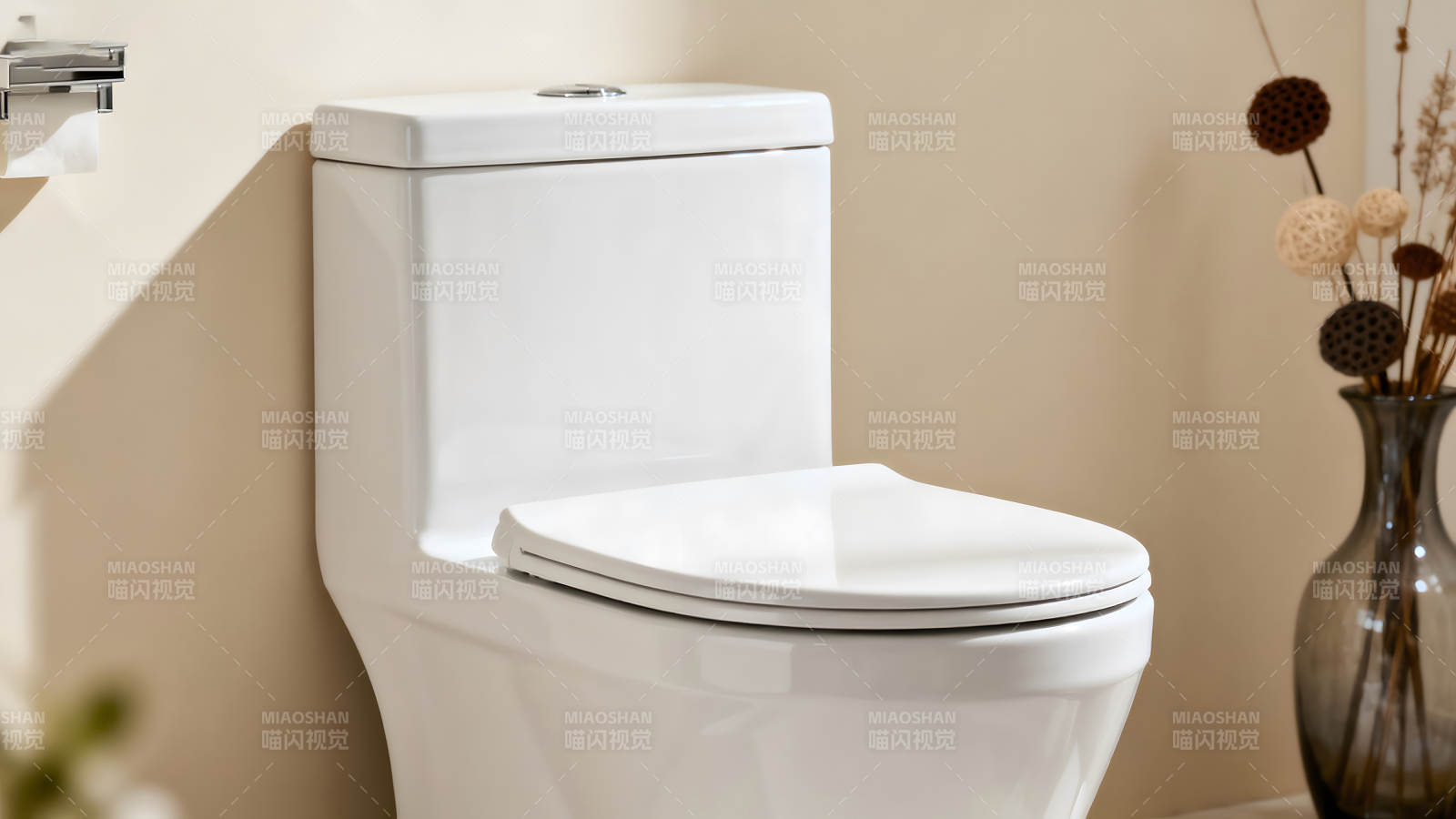 洁白的马桶细节特写图片