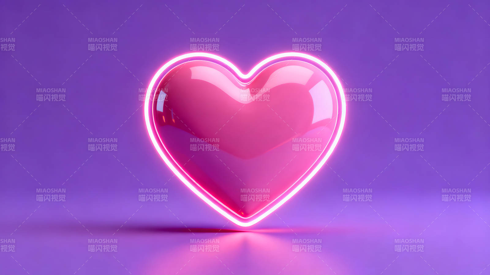 一个粉色发光的爱心图形图片