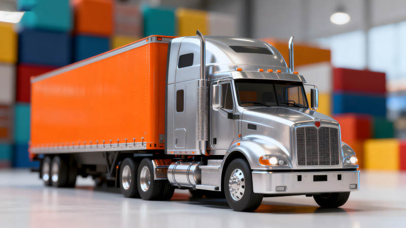 卡车运输场景卡车停在仓库里图片