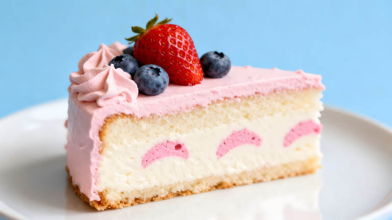 草莓蓝莓蛋糕切片图片