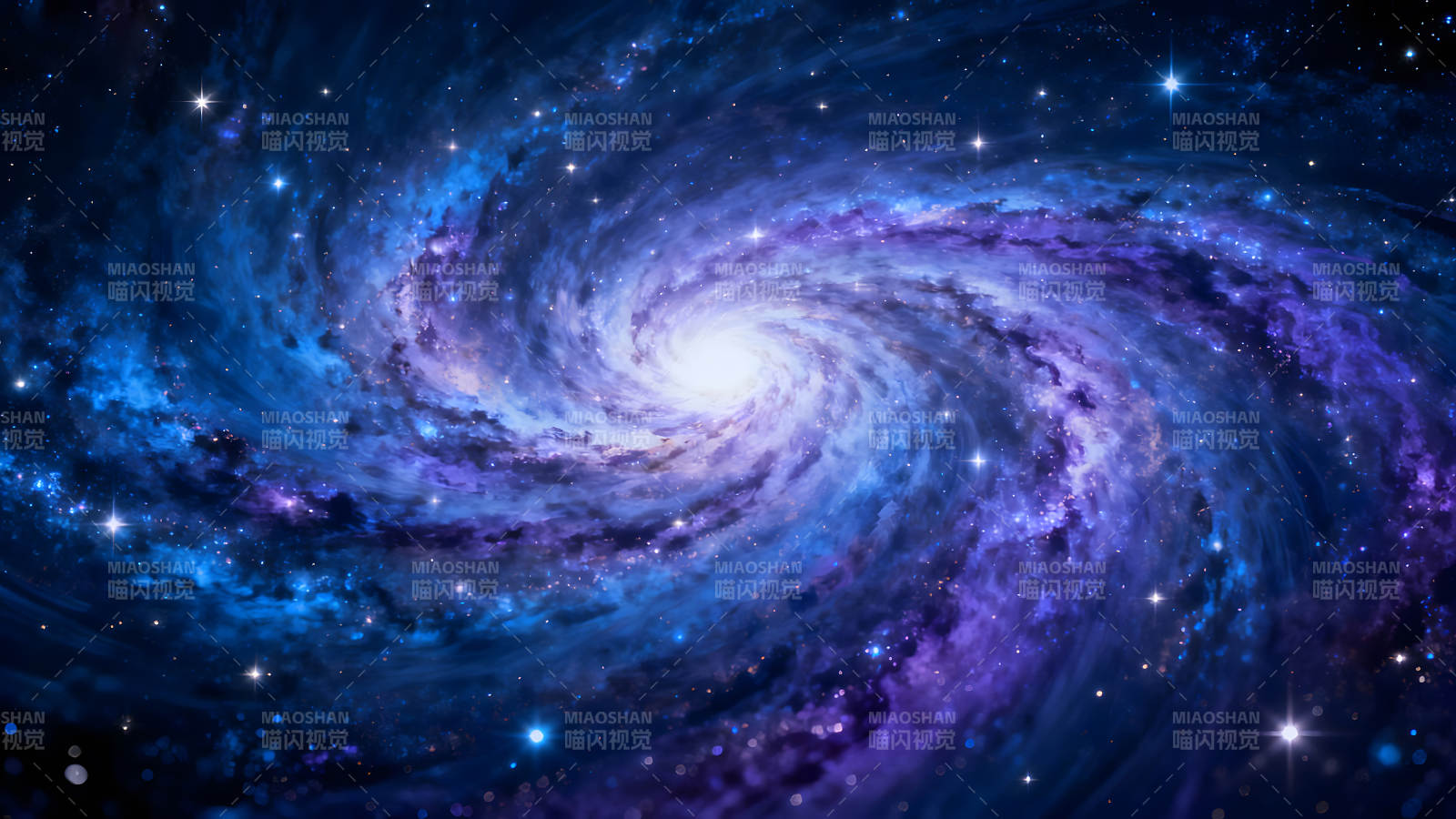 星云漩涡蓝色宇宙星系闪耀图片