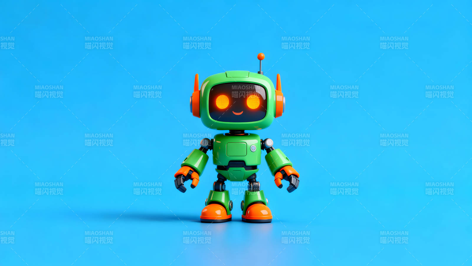 可爱的绿色机器人形象图片