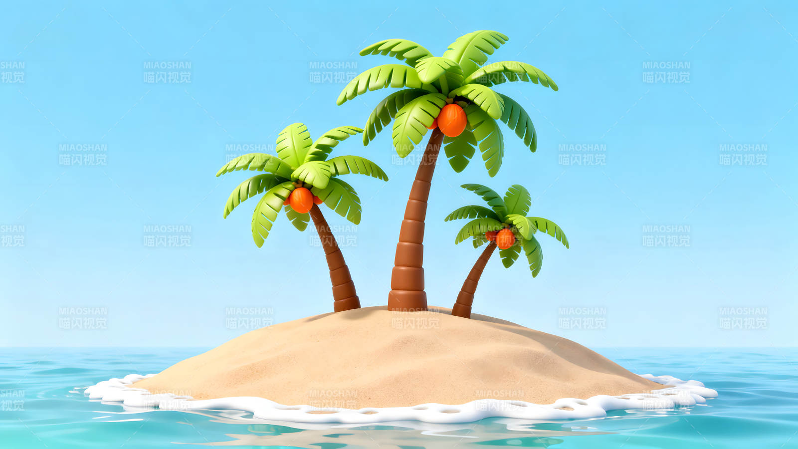 海岛椰树蓝天碧海清新唯美场景图片