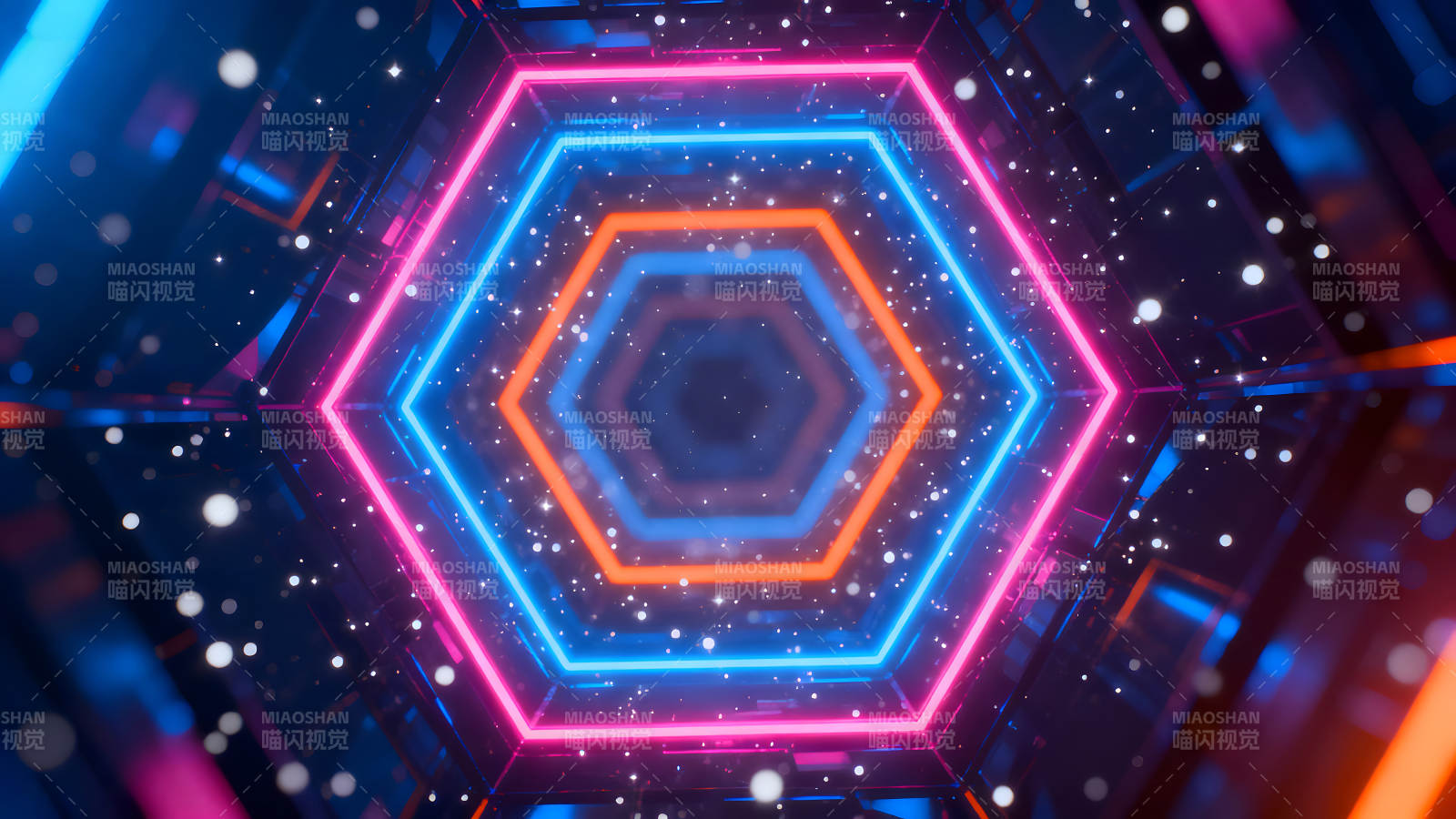 霓虹灯光几何空间隧道图片