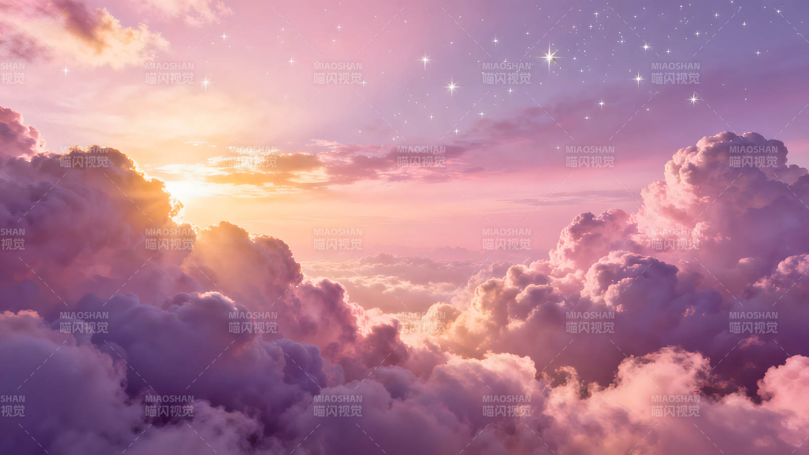 梦幻般的天空云朵星星光芒图片