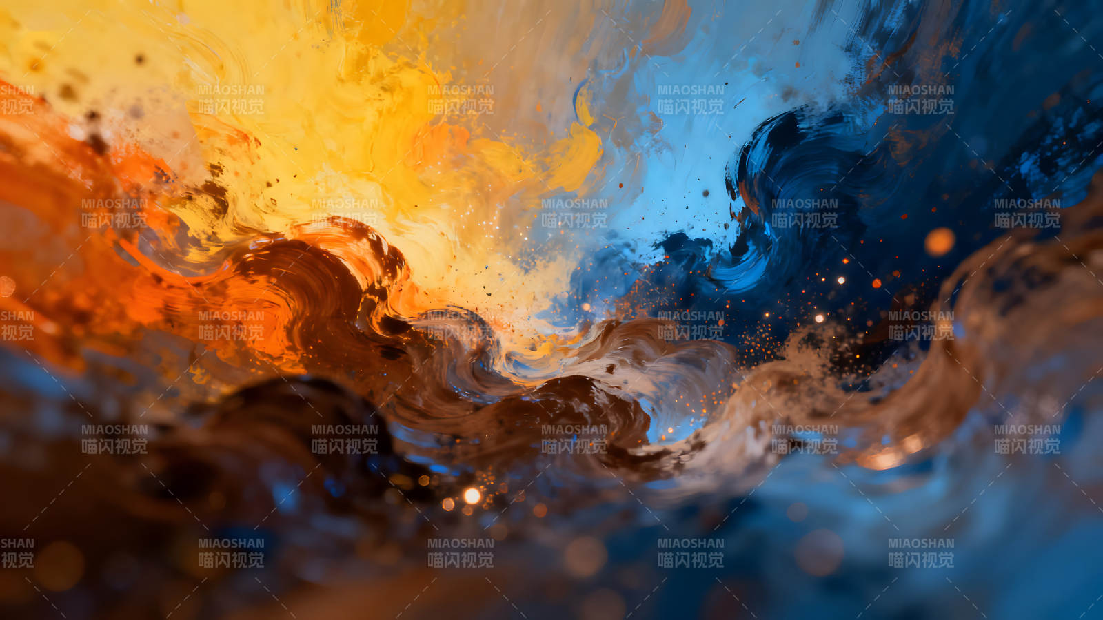 抽象艺术绘画展现丰富色彩和流动感图片